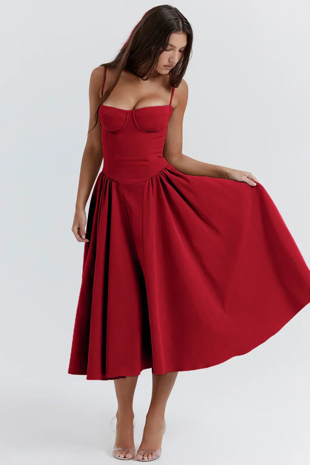 Ärmelloses Midikleid mit Korsett-Passform – Passform attrayant