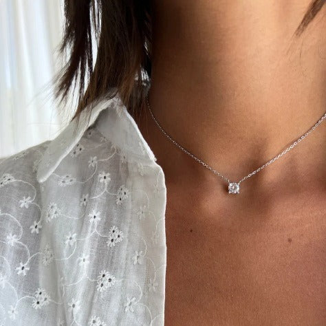 Simple Geometric Zircon Pendant Necklace For Women - Modefluss