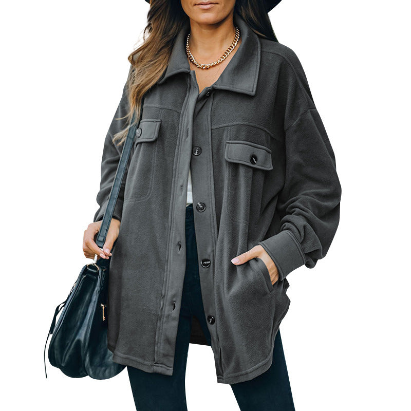 New Lapel Fleece-breasted Cardigan Jacket Shirt - Modefluss