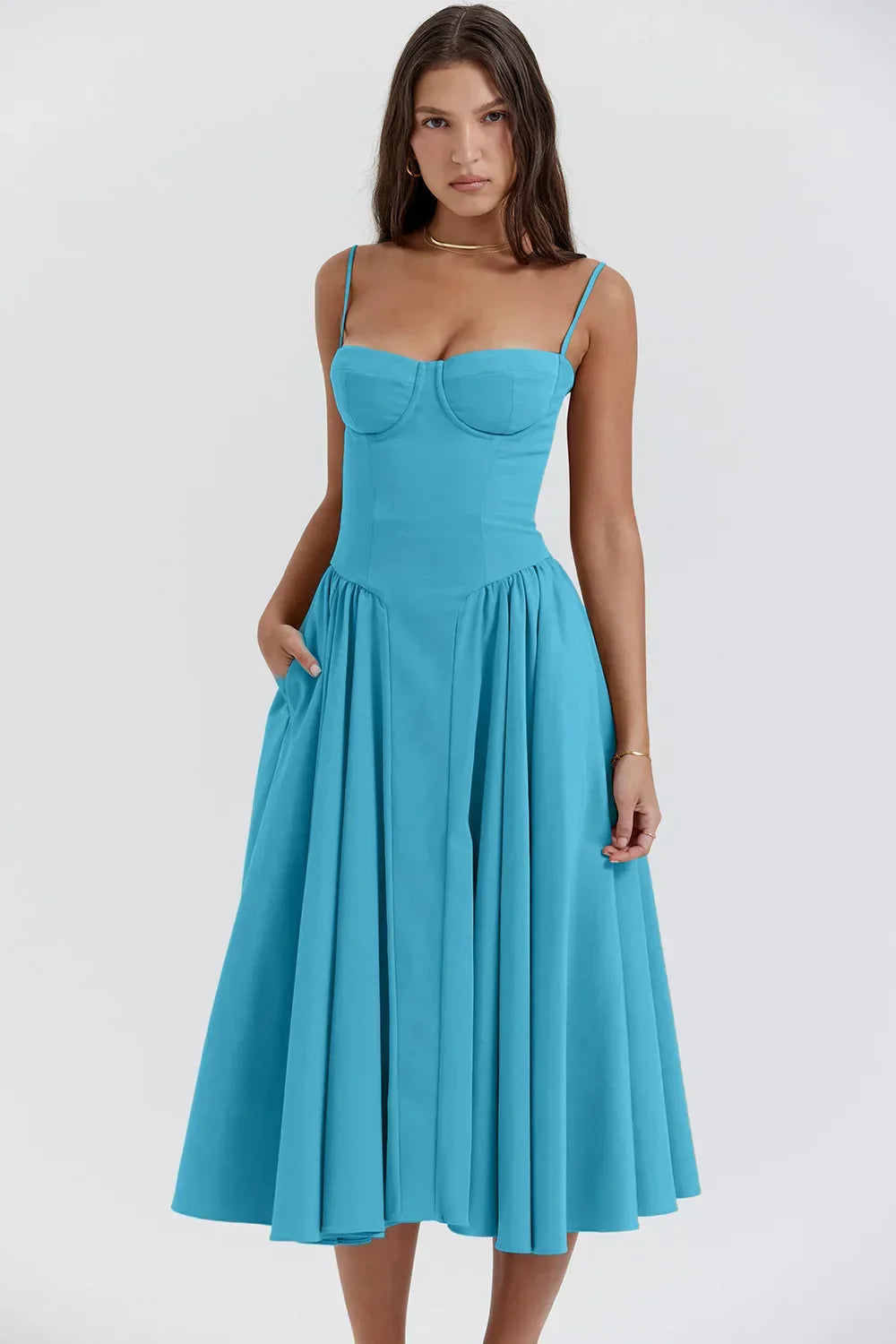 Ärmelloses Midikleid mit Korsett-Passform – Passform attrayant