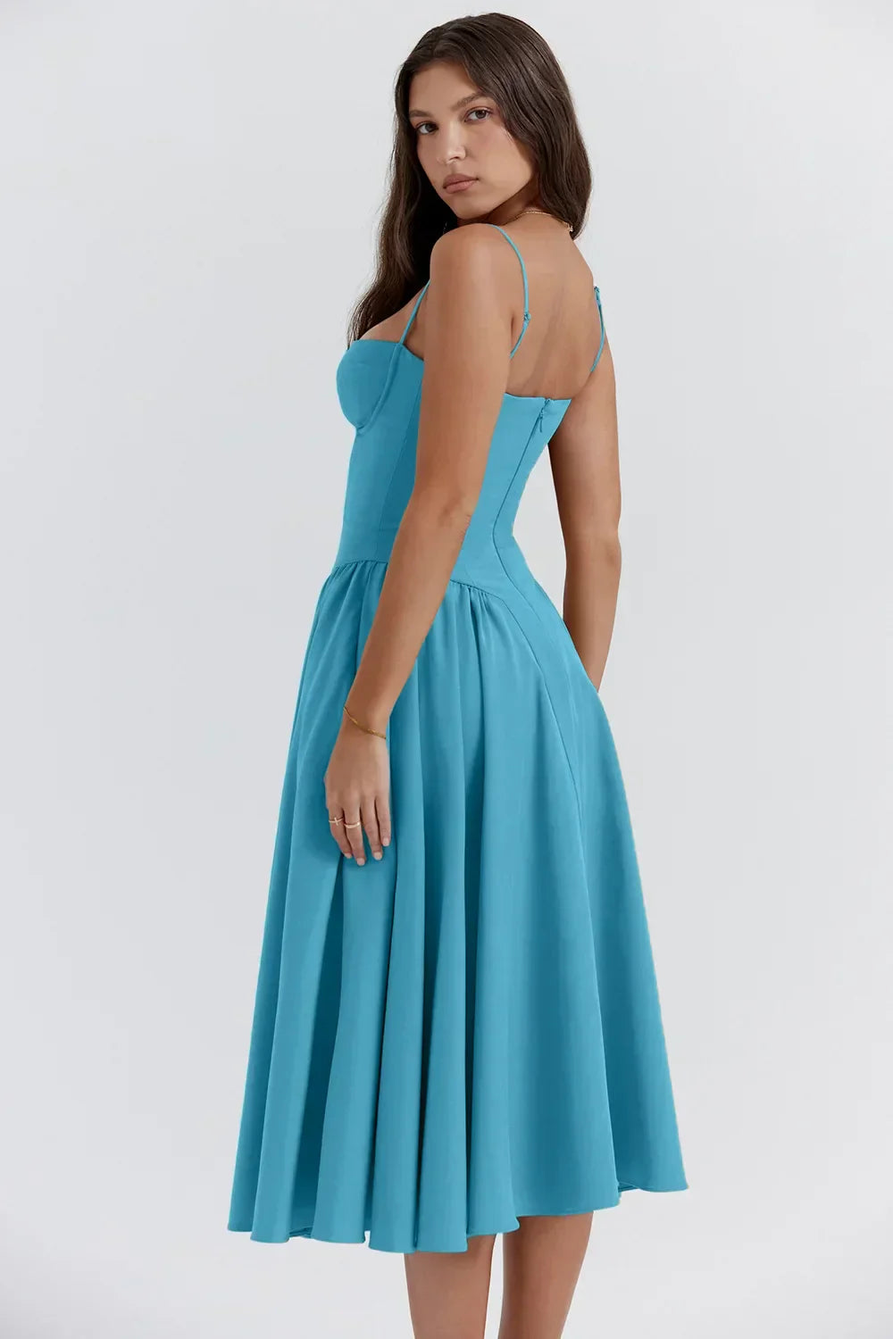 Ärmelloses Midikleid mit Korsett-Passform – Passform attrayant