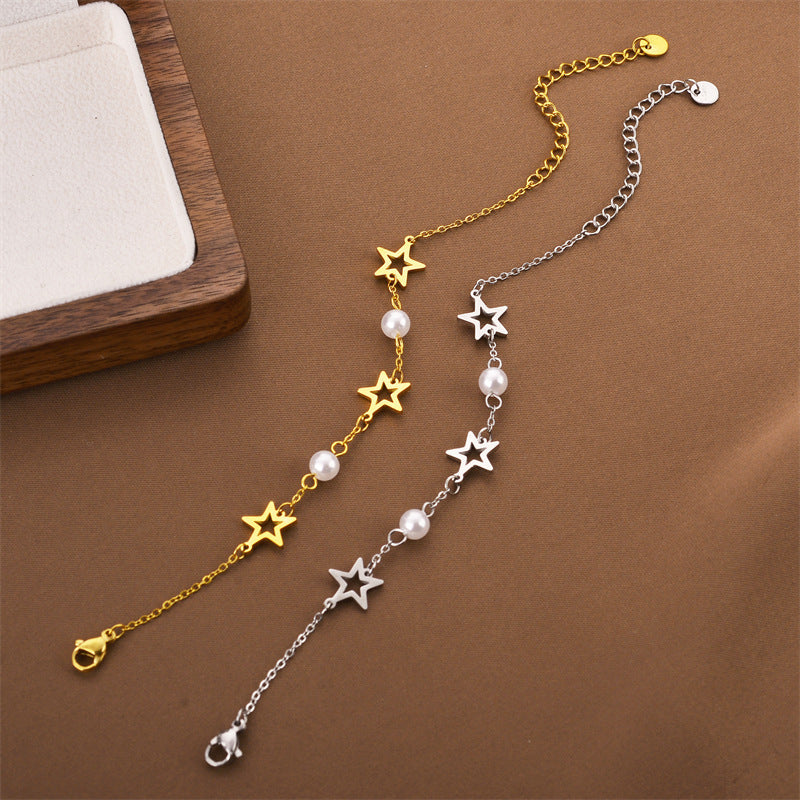 Xingyue Zircon Pearl Titanium Steel Bracelet Female Niche - Modefluss