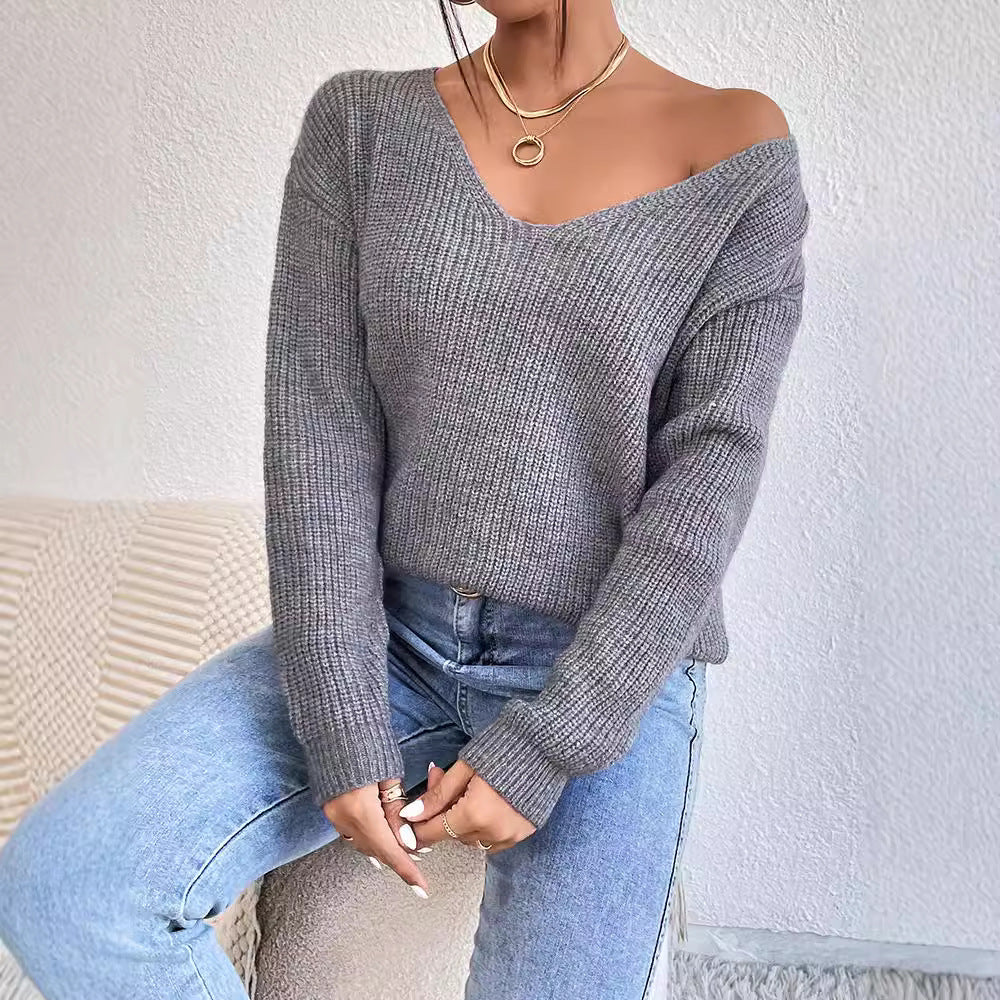 Y2k Clothes V-neck Sweater Ladies Winter Backless Streetwear Bandage Cashmere Sweater Women High Quality Fashion Clothes - Modefluss