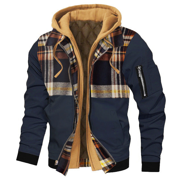Herren Kapuzenjacke in großen Größen – Dicke Einfarbige Jacke für Herbst und Winter - Modefluss