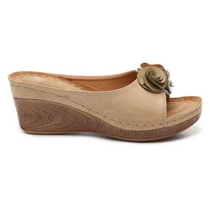 Milano - Sandale ergonomique avec des fleurs en cuir végétalien