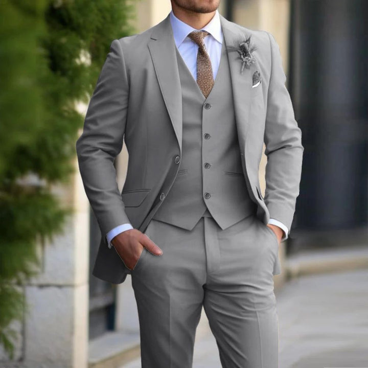 Brand Classic Men Suit 3 Pieces Fashion Slim Fit Blazer Vest - Modefluss