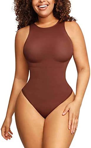 Bauchstraffender Body Shaper Einfarbiger Rundhals-Jumpsuit - Modefluss