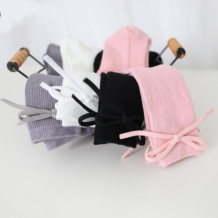 Girls' Bow Tube Socks Children's Monochrome Flat Mouth - Modefluss