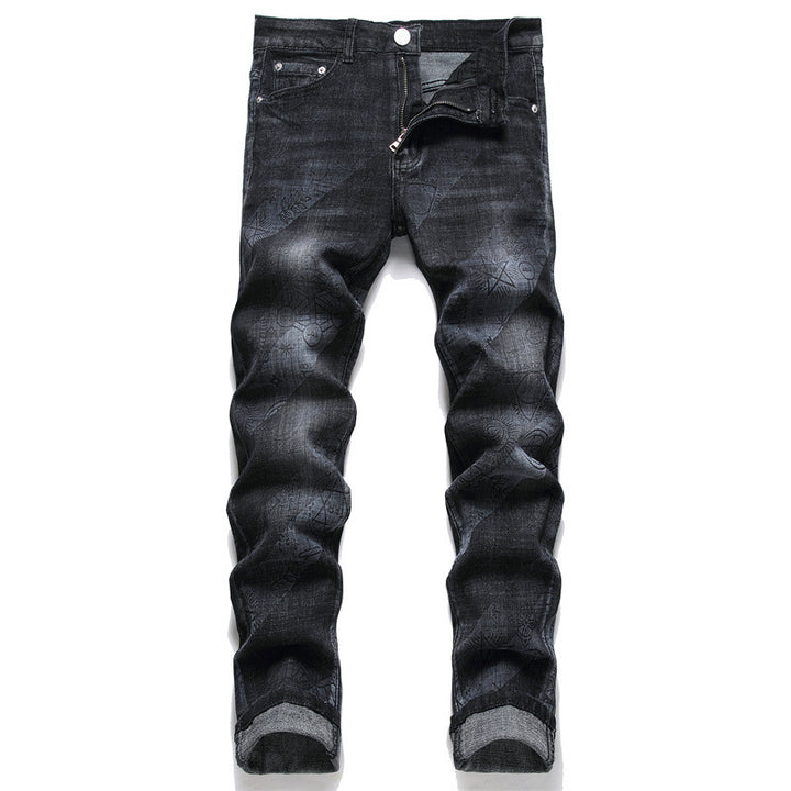 Punk Men's Skinny Jeans Mid-waist Printed - Modefluss