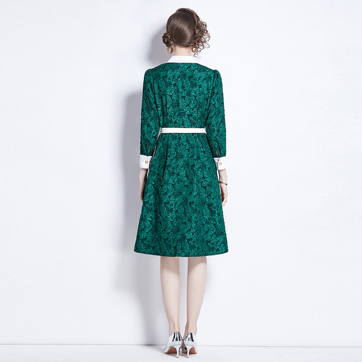 High-grade Jacquard Long Sleeve Dress - Modefluss