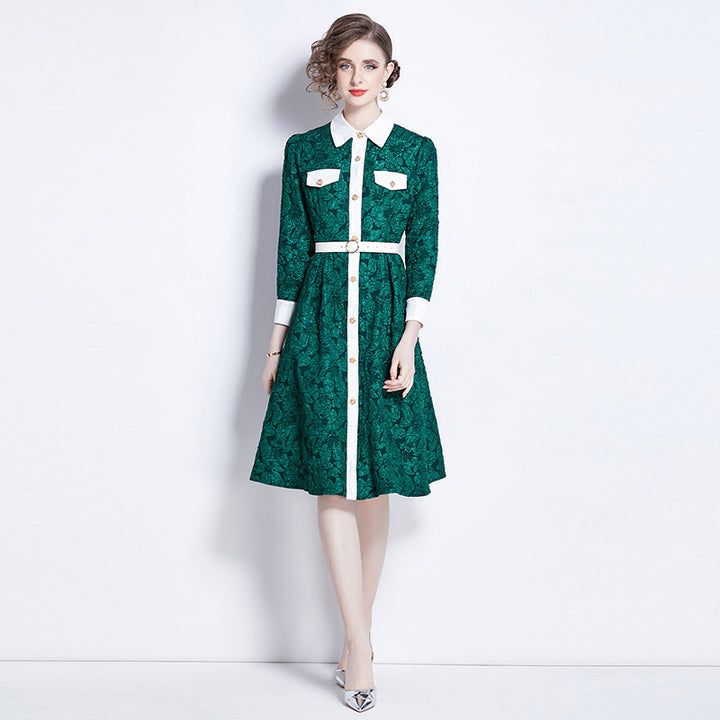 High-grade Jacquard Long Sleeve Dress - Modefluss