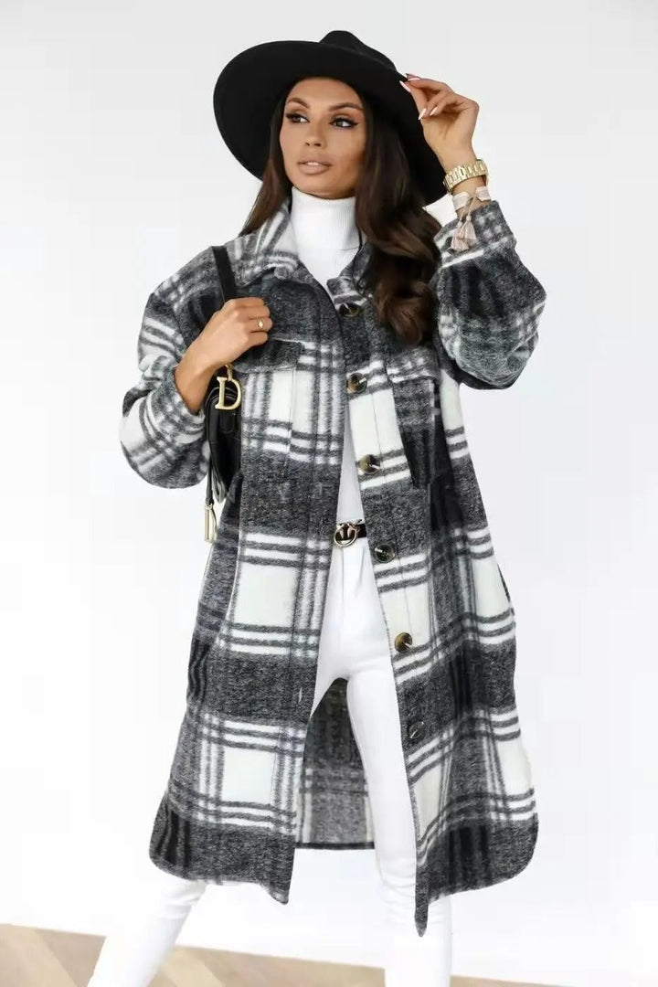 Greta™ - Manteau de cheminée Superweicher langer karierter