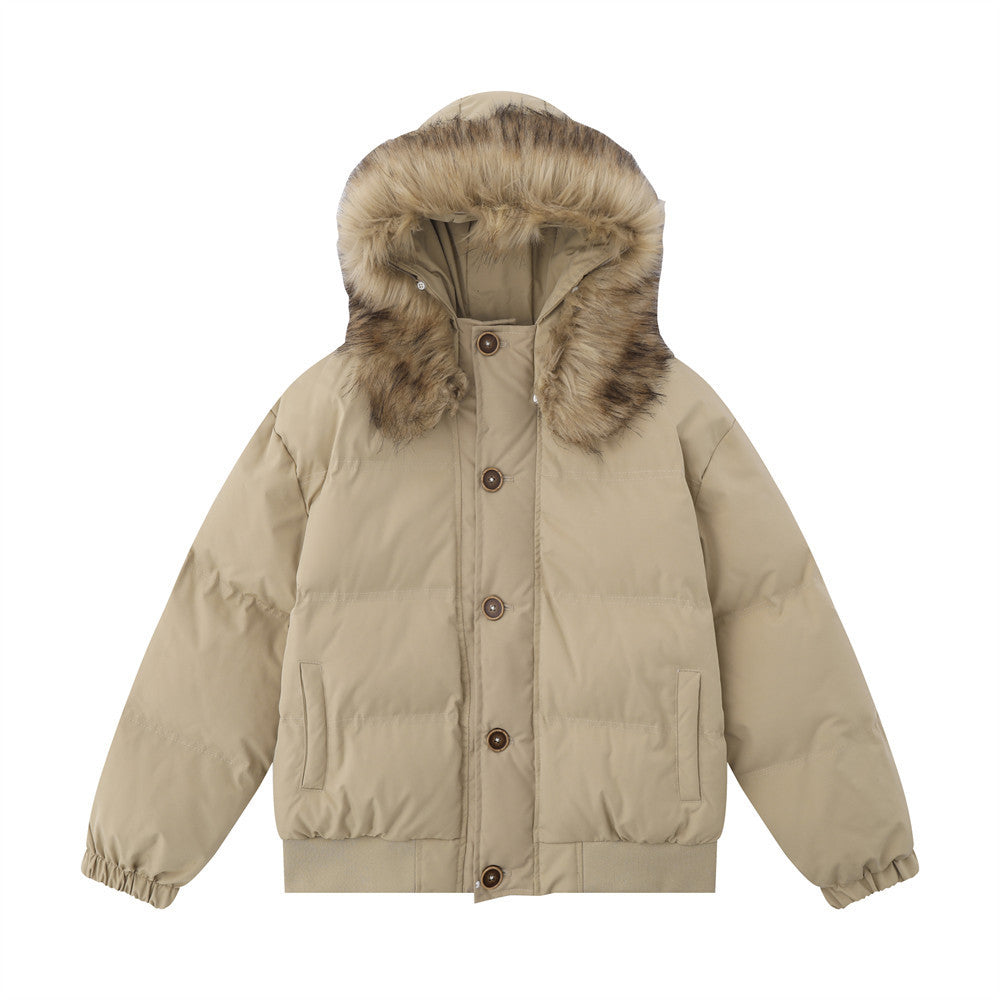 Baumwolljacke mit Fellkragen und Kapuze für Herren - Modefluss