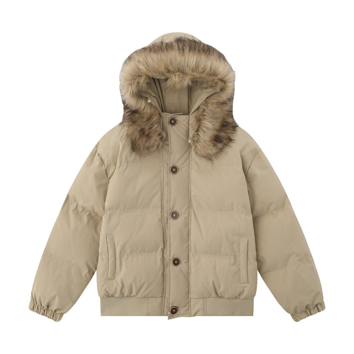 Baumwolljacke mit Fellkragen und Kapuze für Herren - Modefluss