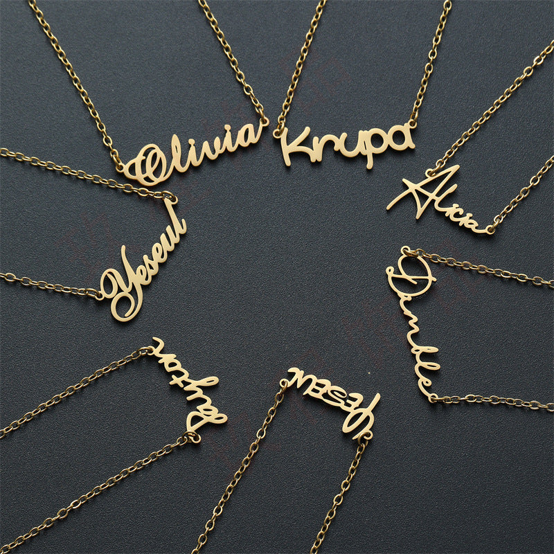 Stainless Steel English Letter Pendant Plated 18K Gold - Modefluss