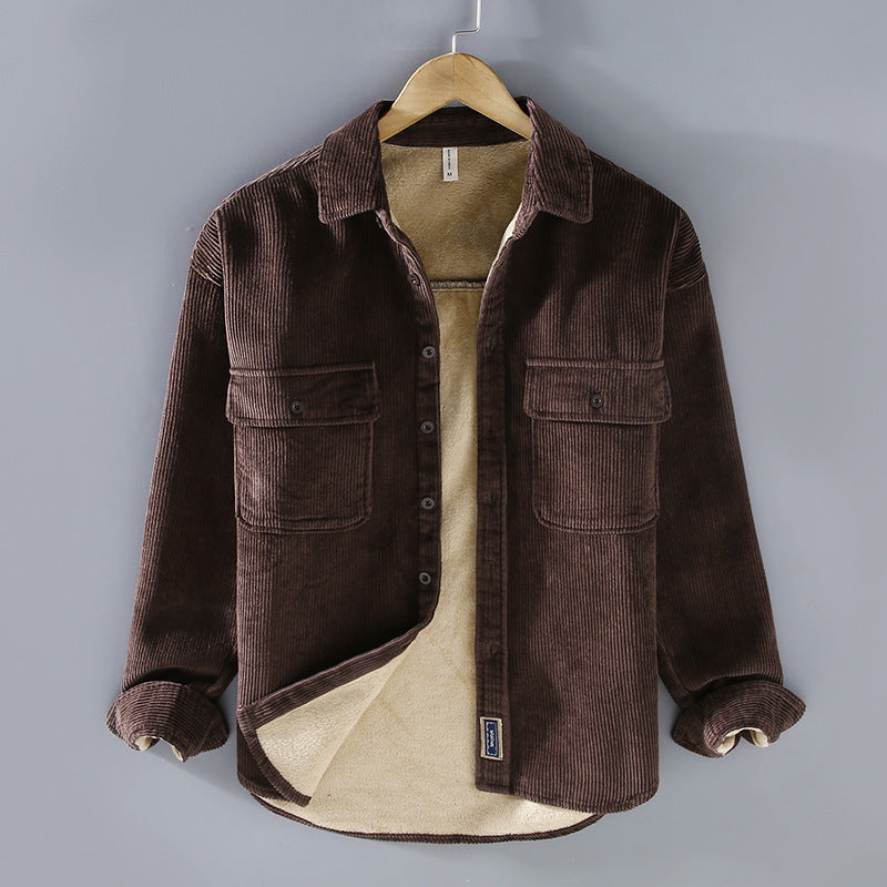 Men's Fleece Lined Padded Warm Keeping Casual Coat Shirt - Modefluss