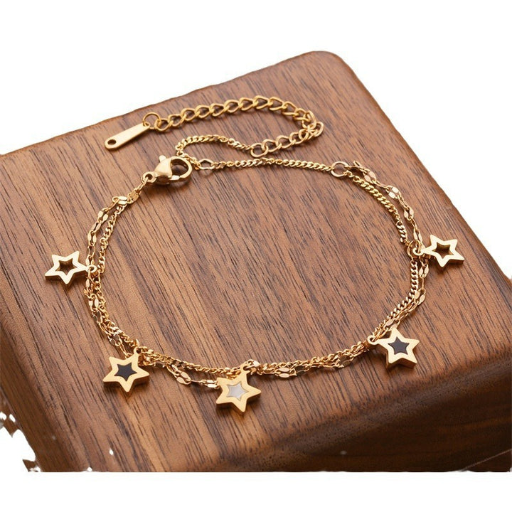 Fashion Double Layer Pentagram Titanium Steel Bracelet For Women - Modefluss