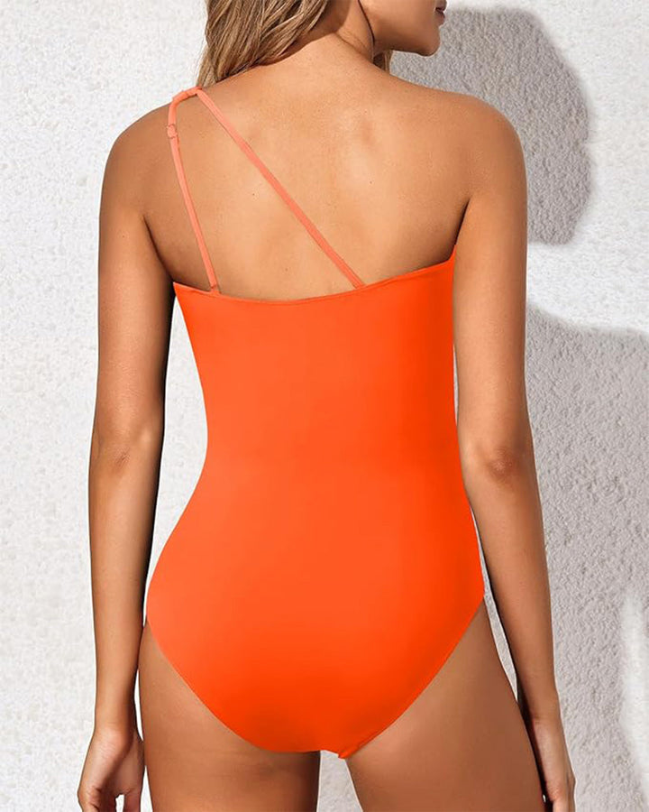 One Shoulder Tummy Control Swimsuit For Women