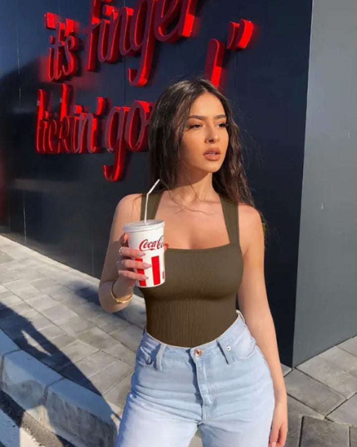 Square Neck Tummy Control Bodysuits For Women