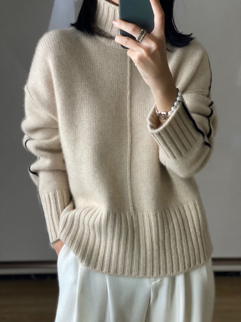 Loose Thickened High Collar Sweater Idle Matching Pure Wool Knit Bottoming Shirt - Modefluss