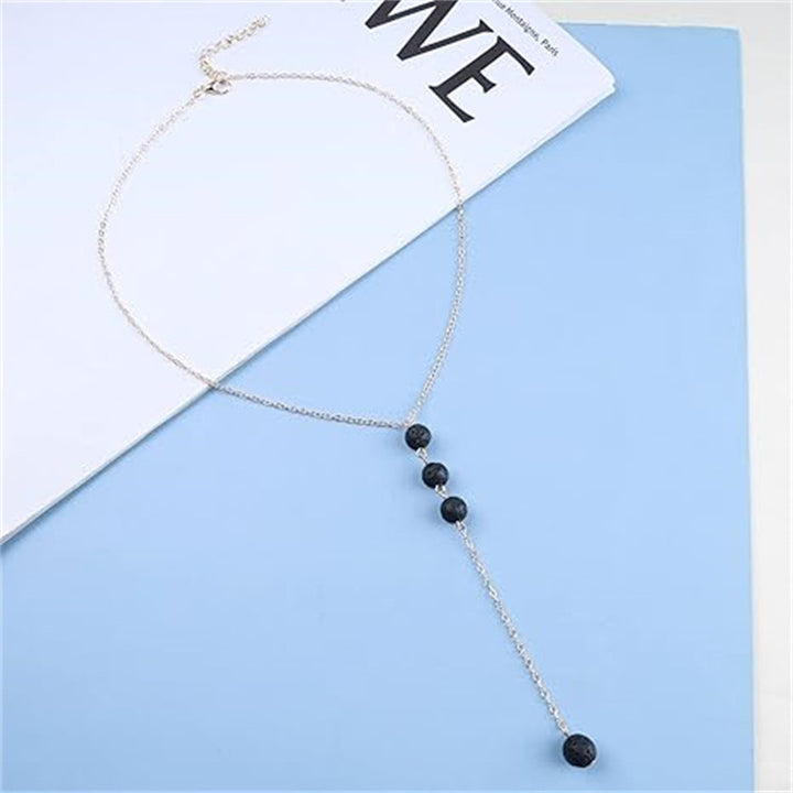 Sweet Y-shaped 8mm Round Beads Obsidian Volcanic Rock Pendant - Modefluss