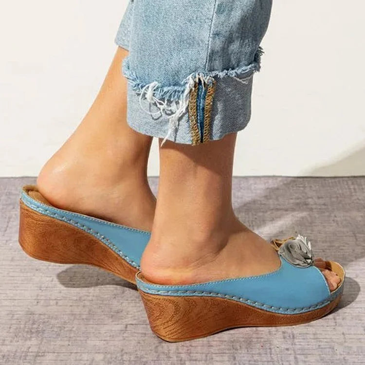 Milano - Sandale ergonomique avec des fleurs en cuir végétalien