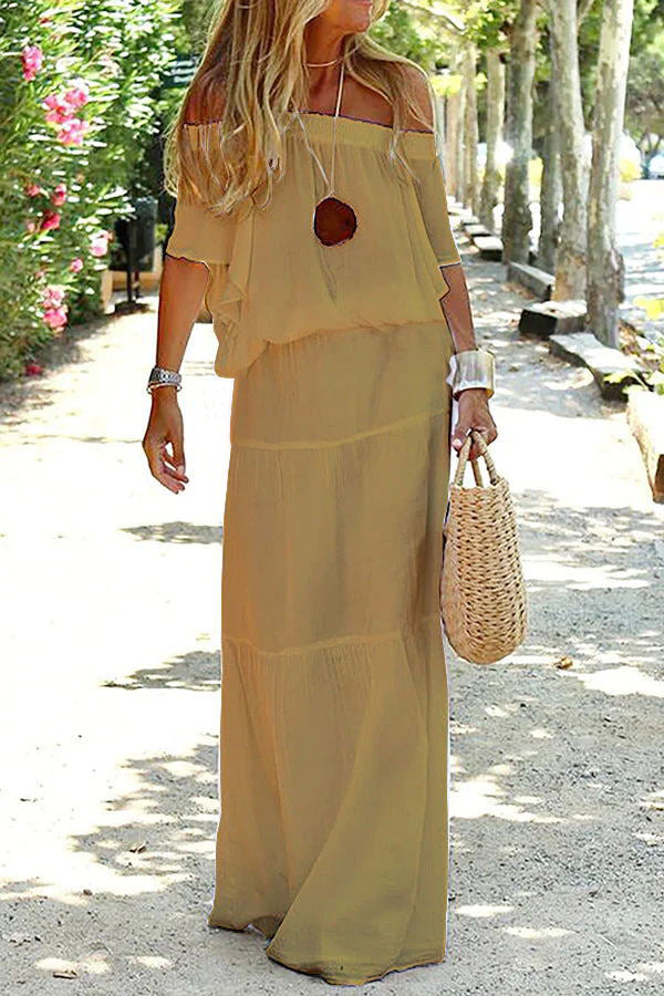 Vittoria Schulterfreies Urlaubs-Maxikleid