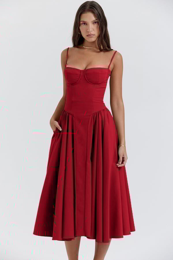 Ärmelloses Midikleid mit Korsett-Passform – Passform attrayant