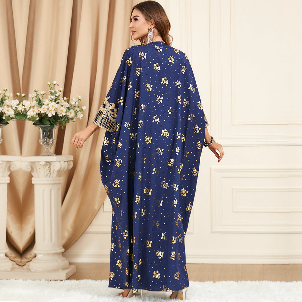 Long Sleeve Stitching Bat Sleeve Tassel Plus Size Dress - Modefluss