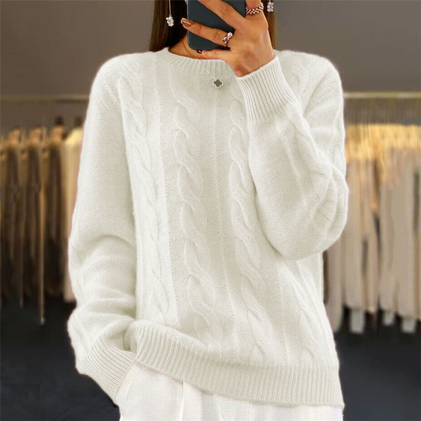 Fashion Retro Cable-knit Pullover Sweater Women - Modefluss