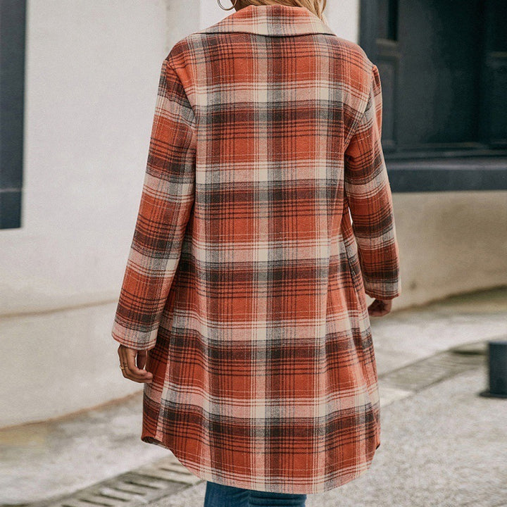 Einreiher Plaid Shirt Revers Mid-länge - Modefluss