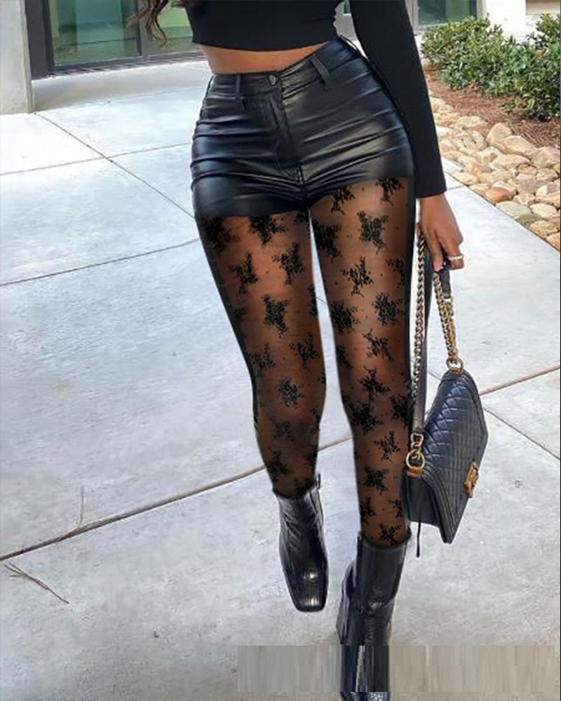 European And American Elastic Feet PU Leather Pants - Modefluss