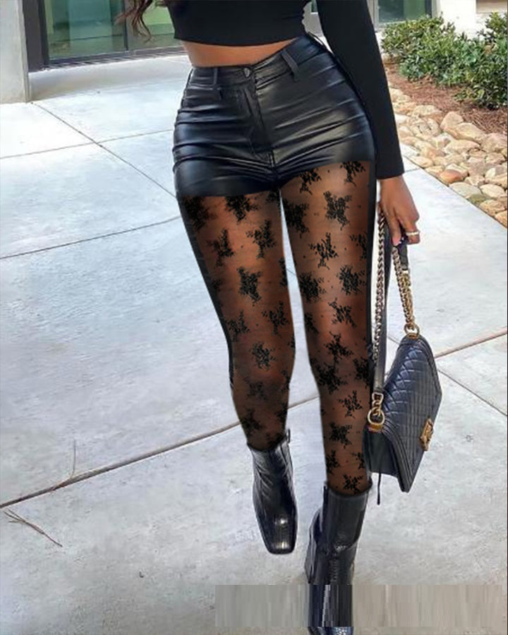 European And American Elastic Feet PU Leather Pants - Modefluss