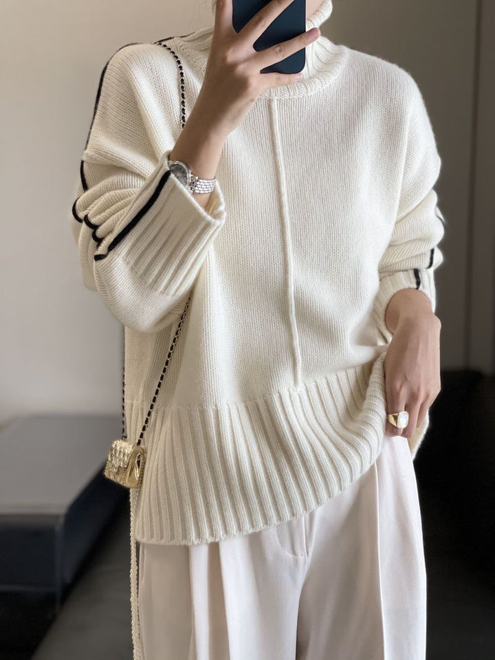 Loose Thickened High Collar Sweater Idle Matching Pure Wool Knit Bottoming Shirt - Modefluss