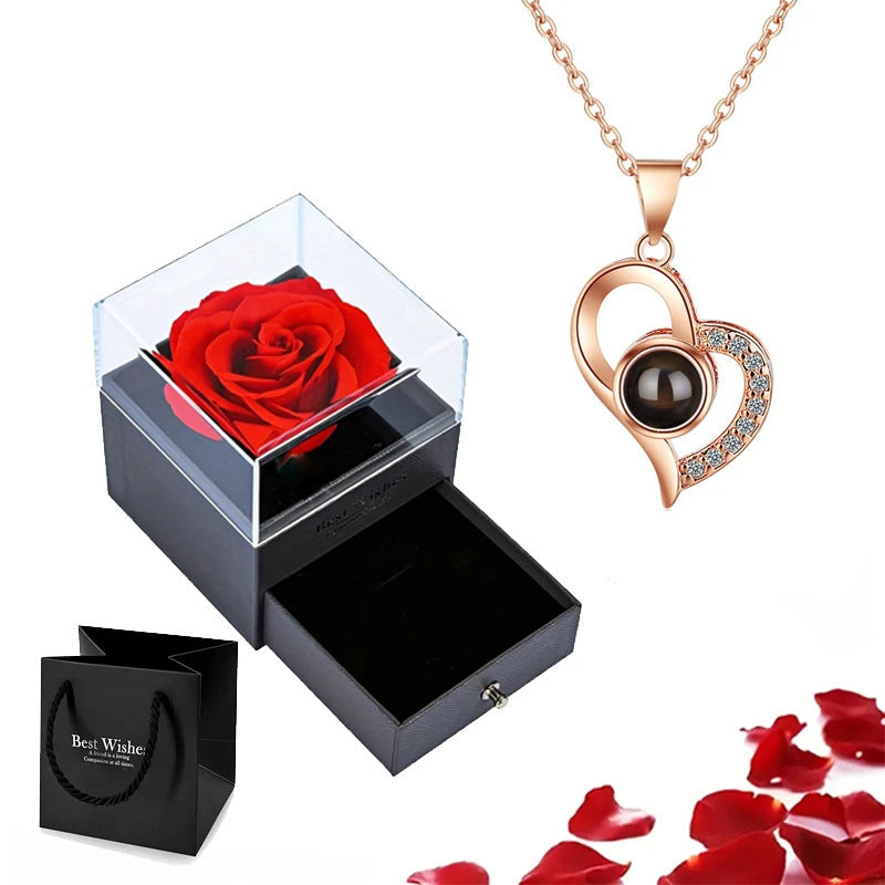 Gift Box Copper Micro Bar Heart Pendant Necklace - Modefluss