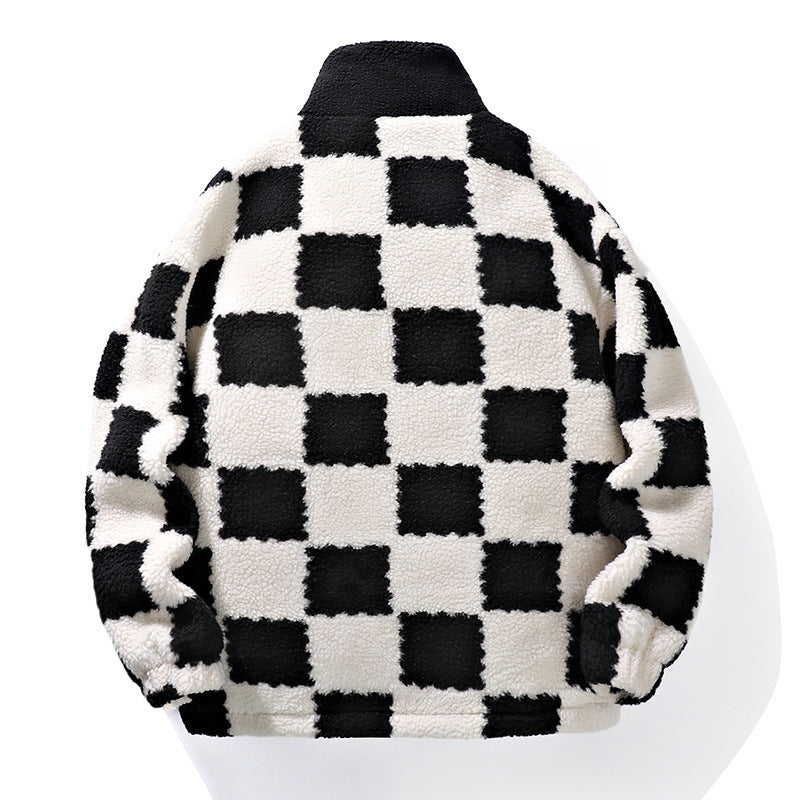 Plaid Lamb Wool Coat For Men And Women In Winter - Modefluss
