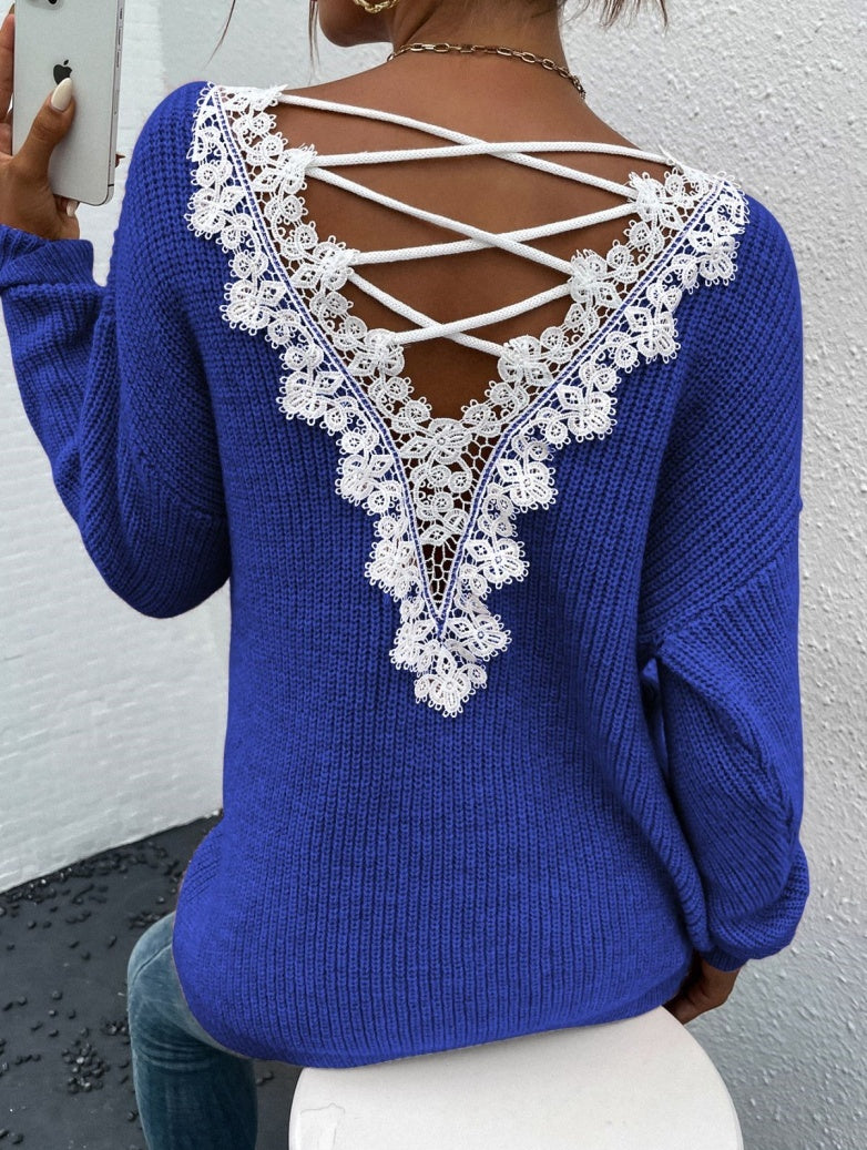 Y2k Clothes V-neck Sweater Ladies Winter Backless Streetwear Bandage Cashmere Sweater Women High Quality Fashion Clothes - Modefluss