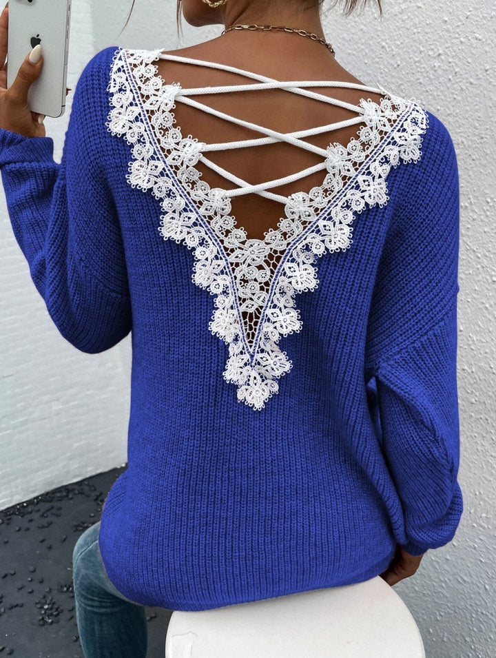 Y2k Clothes V-neck Sweater Ladies Winter Backless Streetwear Bandage Cashmere Sweater Women High Quality Fashion Clothes - Modefluss