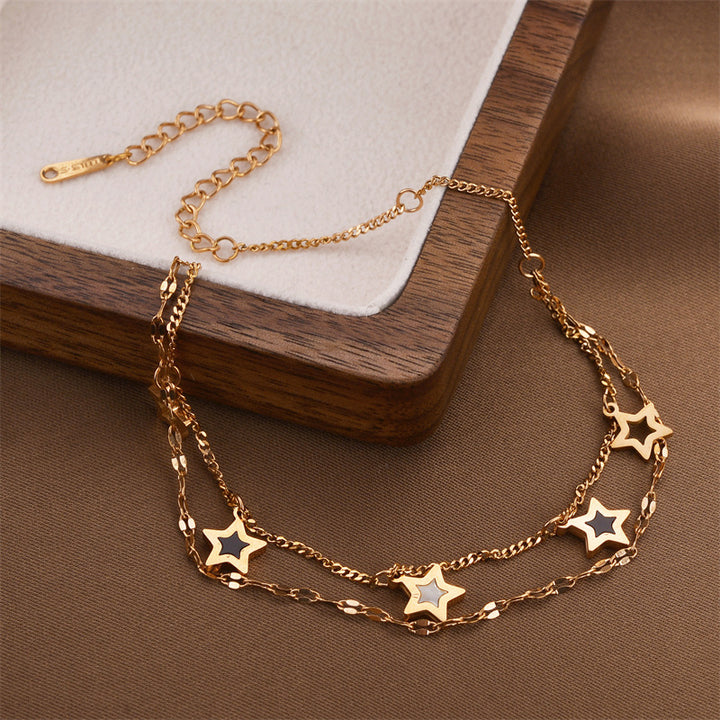 Fashion Double Layer Pentagram Titanium Steel Bracelet For Women - Modefluss