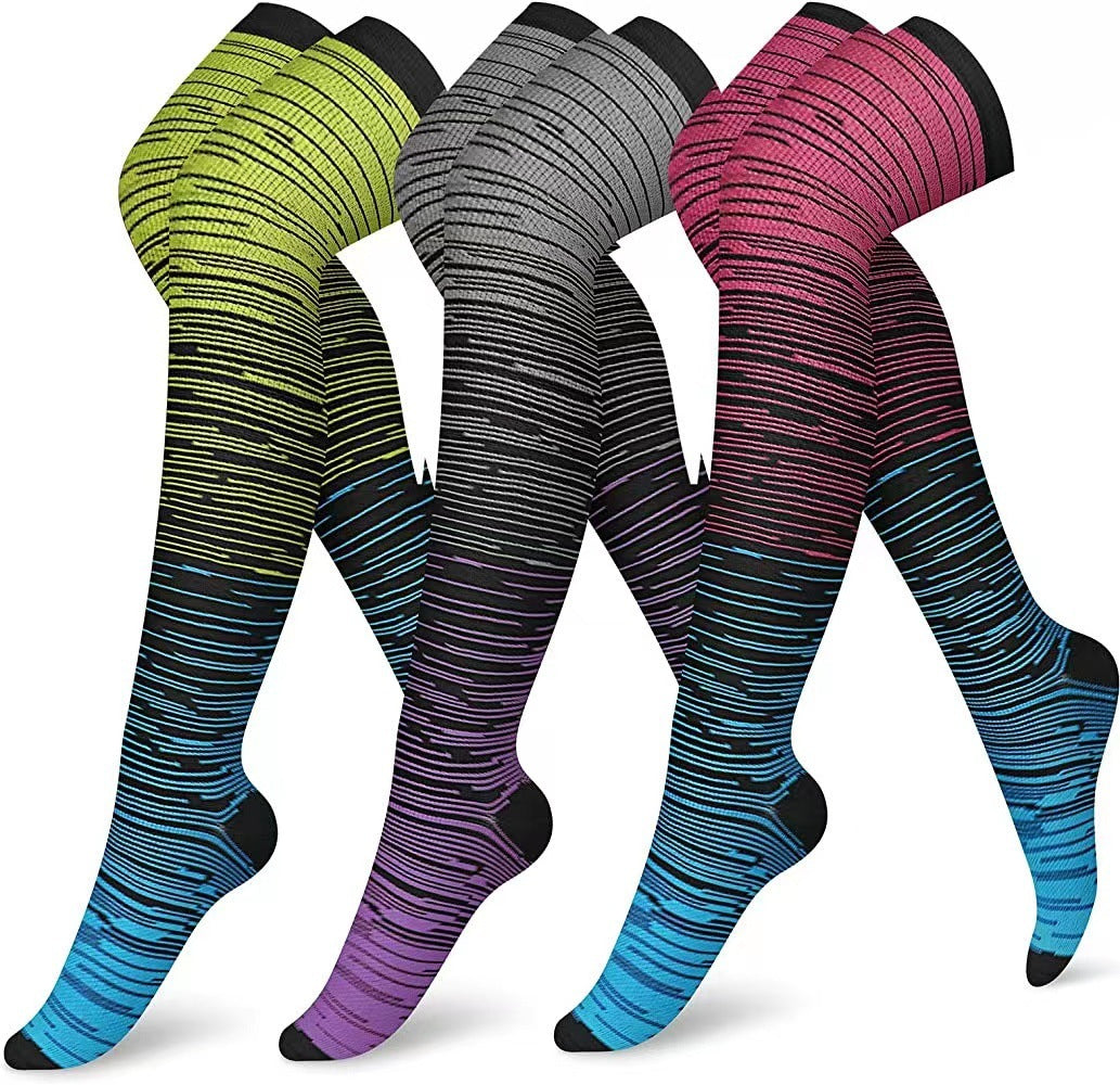 Pattern Gradient Leggings Lengthened Knee Socks - Modefluss