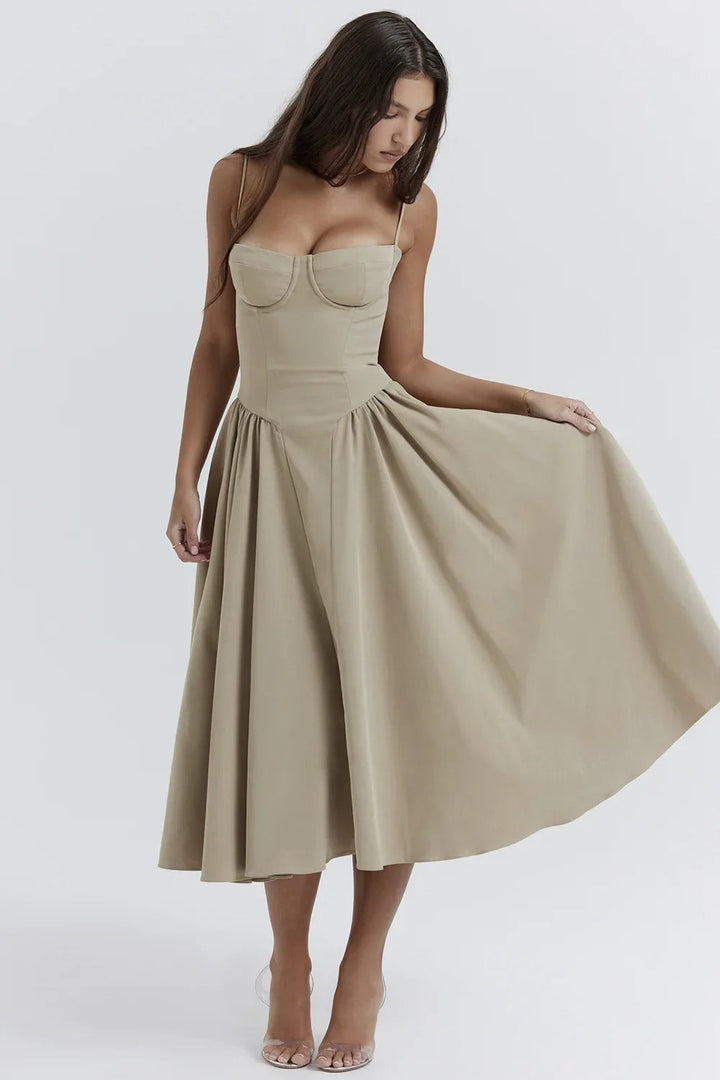Ärmelloses Midikleid mit Korsett-Passform – Passform attrayant