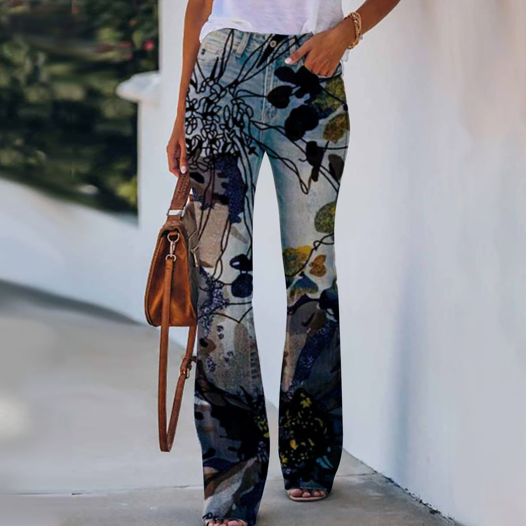 Sommer neue Blumen-Vogel-Print Damen hose - Modefluss