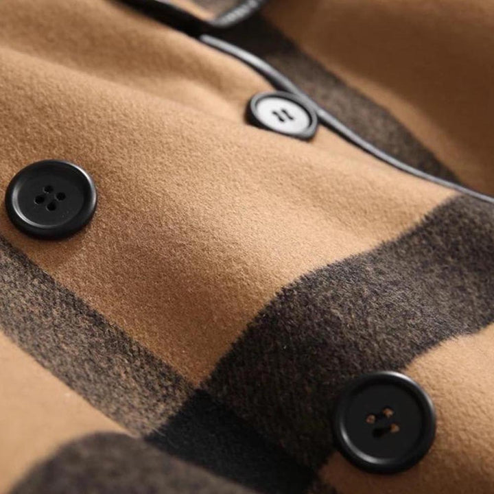 Damen Lässige Mode Lange Karo Jacke - Modefluss