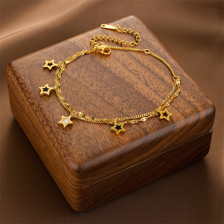 Fashion Double Layer Pentagram Titanium Steel Bracelet For Women - Modefluss