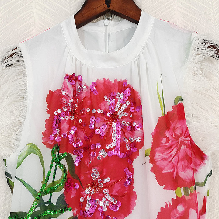Fashionable Retro Formal Dress Roses - Modefluss