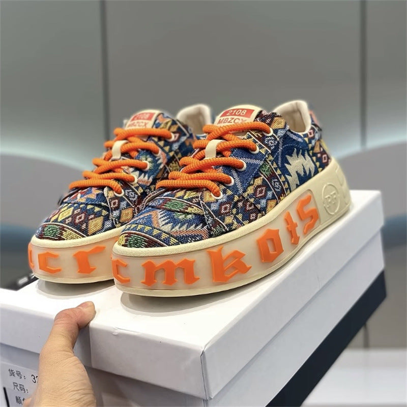 Breathable Low Top Printed Board Shoes Men's Versatile Cloth Shoes - Modefluss