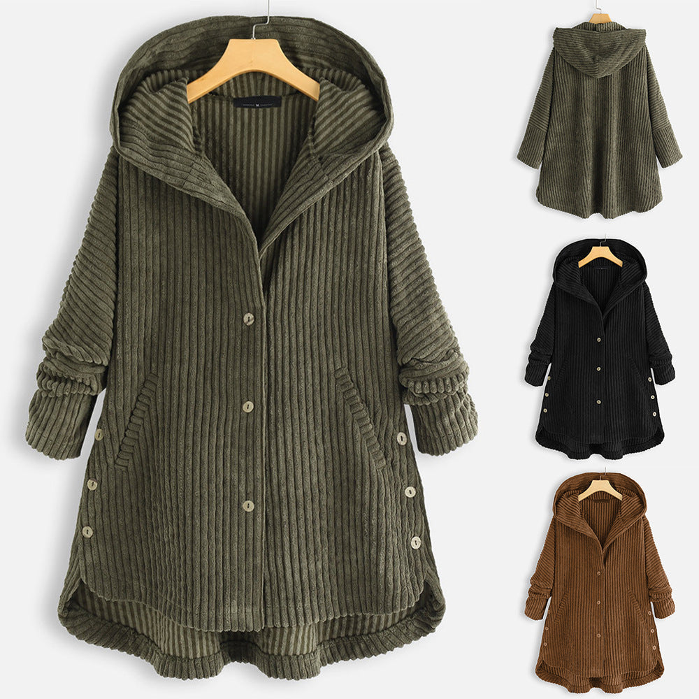 New Style Loose Plus Size Retro Corduroy Coat - Modefluss