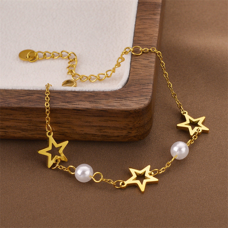 Xingyue Zircon Pearl Titanium Steel Bracelet Female Niche - Modefluss