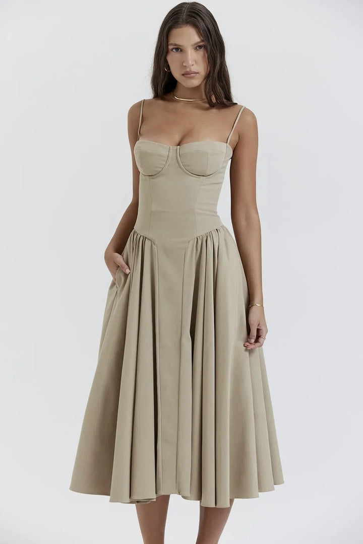 Ärmelloses Midikleid mit Korsett-Passform – Passform attrayant
