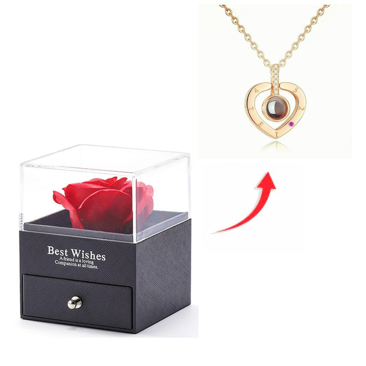 Gift Box Copper Micro Bar Heart Pendant Necklace - Modefluss